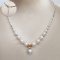 Approx. 3.0 - 11.0 mm, Freshwater Pearl, Citrine with Dangle Pearl Station Graduated Pearl Half Silver Grain Necklace