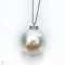 Approx. 13.0 -14.0 mm, White South Sea Pearl, Diamond Pearl Pendant with Needle Cable Chain Necklace