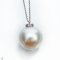 Approx. 13.0 -14.0 mm, White South Sea Pearl, Diamond Pearl Pendant with Needle Cable Chain Necklace