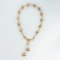 11.81 - 13.34 mm, Gold South Sea Pearl, Station Pearl Beads Necklace with Bow Dangle Twin Pearl Pendant