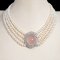 Approx. 6.0 mm, Freshwater Pearl, "Rose Quartz Royale" Four Layers Pearl Collar