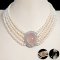 Approx. 6.0 mm, Freshwater Pearl, "Rose Quartz Royale" Four Layers Pearl Collar