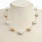 Approx. 11.0 - 13.0 mm, Oriental Odyssey and Shy Guy Lot, Gold South Sea Pearl, Station Alternating Sizes Pearl Necklace