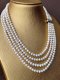 Approx. 5.5 - 6.0 mm, Freshwater Pearl, Four Strands Uniform Pearl Princess Length Necklace