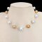 11.0 - 13.6 mm, Gold and White South Sea Pearl, Station Pearl Necklace