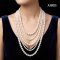 5.5 - 6.0 mm to 8.0 - 9.5 mm, AK Pearl and Edison Pearl, Five Strands Layer Pearl Necklace