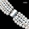 5.5 - 6.0 mm to 8.0 - 9.5 mm, AK Pearl and Edison Pearl, Five Strands Layer Pearl Necklace