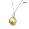 12.3 mm, Hanashinju Pearl, Gold South Sea Pearl, Diamond Dot Pearl Pendant with Cable Chain Necklace