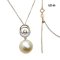 14.6 mm, Hanashinju Pearl, Double Circle Diamond Dangle Pearl Pendant with Cable Chain Necklace