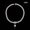 Approx. 9.5 - 10.0 mm and 13.7 - 14.8 mm, Akoya and White South Sea Pearl, Uniform Pearl Japanese Traditional Style Necklace with Horseshoe Dangle Pearl Pendant