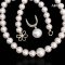 Approx. 9.5 - 10.0 mm and 13.7 - 14.8 mm, Akoya and White South Sea Pearl, Uniform Pearl Japanese Traditional Style Necklace with Horseshoe Dangle Pearl Pendant