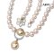 Approx. 7.5 - 8.0 mm and 11.0 - 13.0 mm, Akoya and White South Sea Pearl, Uniform Pearl Japanese Traditional Style Necklace with Horseshoe Dangle Pearl Pendant