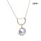 Approx. 13.0 mm up, Amami Oshima Mabe Pearl, Horseshoe Diamond Paved Dangle Pearl with Cable Chain Necklace