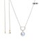 Approx. 13.0 mm up, Amami Oshima Mabe Pearl, Horseshoe Diamond Paved Dangle Pearl with Cable Chain Necklace