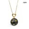 13.7 mm, Maki-e Pearl, Tahitian Pearl, Heart Diamond Dangle Pearl Pendant with Chain Necklace