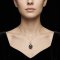 14.3 mm, Maki-e Pearl, Tahitian Pearl, Lotus Diamond Paved Dangle Pearl Pendant with Cable Chain Necklace