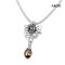 12.1 mm, Tahitian Pearl, Flower Wreath with Hinge Clasp Pearl Pendant with CZ Necklace