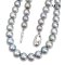 (PSL) Approx. 8.0 -10.8 mm, Aurora Ocean Blue, Tahitian Pearl, Graduated Pearl Necklace