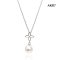 Approx. 8.0 mm, Hanamomo, Akoya Pearl, Four-Leaf Clover Dangle Pearl Pendant with Cable Chain Necklace