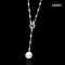 Approx. 14.0 - 15.0 mm, White South Sea Pearl, Bead Chain Donut Dangle Solitaire Pearl Necklace