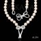 Approx. 7.5 mm up, Akoya Pearl, Double Bow Pearl Necklace