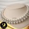 มุกจัดชุด สร้อยคอและสร้อยข้อมือ มุกสีขาว 2 สาย คั่น2สายดอกไม้ประดับเพชร CZ ตะขอใบโกศลเล็กประดับเพชร CZ เงินแท้ชุบทองคำขาว / W006