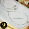 สร้อยโชคเกอร์ มุกเม็ดเดี่ยว คั่นล็อคบอลซิลิโคนคู่ มุก Edison สีขาว ทรงกลม ขนาด 13-14 mm เกรด AA สร้อยหัวเข็มและล็อคบอลเงินแท้ 92.5 ชุบทองคำขาว / N736 / 14.2.64