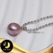 สร้อยจี้ bead chain มุกม่วงโอลด์โรสเม็ดเดี่ยว ขนาด 13-15 mm เกรด AA+ ตัวเรือนเงินแท้ชุบทองคำขาว ความยาว 18-20'   / SN0530YN660