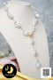 สร้อยคอมุกระยะ ความยาวรวมตะขอประมาณ 24" คั่นบอลเกลี้ยงและปล้องลายโอเมกาไดมอนด์คัท ความยาวประมาณ 24" มุกน้ำจืดคัดเกรด สีขาว ทรงบารอก เกรด A ตัวเรือนตะขอโบว์งับประดับเพชร CZ บอล และปล้องลายโอเมกาไดมอนด์คัท เงินแท้ 92.5 ชุบทอง / 21.3.64