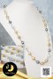 สร้อยคอไข่มุกระยะ (Station Necklace) คั่นบอลเงิน ตะขอใบโคลเวอร์ ไข่มุก South Sea และ ตาฮิติ น้ำเค็มคัดเกรด สีมัลติคัลเลอร์ (ขาว-ดำ-ทอง) ทรงบารอก ขนาด 9-11 เกรด AA+ ตัวเรือนตะขอและคั่นบอล เงินแท้ 92.5 ชุบทองคำขาว ตะขอใบโคลเวอร์ประดับเพชร CZ  ความยาวประมาณ