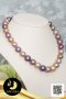 สร้อยคอไข่มุกล้วน ไล่ระดับ (Graduated Necklace) ไข่มุก Edison น้ำจืดคัดเกรด สีมัลติคัลเลอร์ ม่วง-พีช ทรงกลม ขนาด 11-13 mm เกรด AA+ ตัวเรือนตะขอดอกทิวลิป เงินแท้ 92.5 ชุบทองคำขาว ประดับเพชร CZ / 28.4.64