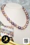 สร้อยคอไข่มุกล้วน ไล่ระดับ (Graduated Necklace) ไข่มุก Edison น้ำจืดคัดเกรด สีมัลติคัลเลอร์ ม่วง-พีช ทรงกลม ขนาด 11-13 mm เกรด AA+ ตัวเรือนตะขอดอกทิวลิป เงินแท้ 92.5 ชุบทองคำขาว ประดับเพชร CZ / 28.4.64