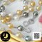 สร้อยคอไข่มุก South Sea ระยะ คั่นบอลเกลี้ยง (Station Necklace) ความยาวประมาณ 27" ไข่มุก South Sea และตาฮิติ น้ำเค็มคัดเกรด สีมัลติคัลเลอร์ (ขาว-ทอง-ดำ) ทรงบารอก ขนาด 8-10 mm เกรด AA ตัวเรือนตะขอ infinity ประดับเพชร CZ / 30.5.64