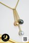 สร้อยคอไข่มุก South Sea และ ตาฮิติระย้า Triple Pearl (ความยาวสร้อยประมาณ 18" รวมตะขอ) ไข่มุก South Sea และตาฮิติน้ำเค็มคัดเกรด สีขาว ทอง ดำ ทรงบารอก ขนาด 8-9 mm เกรด AA+ สร้อยลายตาข่ายกลม ตะขอสปริงกลม เงินแท้ 92.5 ชุบทอง / 28.7.64