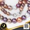 สร้อยคอไข่มุกล้วนแบบไล่ระดับ (Graduated Necklace) (ความยาวเฉพาะไข่มุก 15.5") ไข่มุก Edison สายพันธุ์น้ำจืดคัดเกรด สีมัลติคัลเลอร์ ทรงกลม -ไข่ ขนาด 9.0-13.0 mm เกรด AA ตัวเรือนตะของับ 2 ด้าน Infinity วัสดุเงินแท้ 925 ชุบสีทองคำขาว ประดับเพชร CZ/1.5.65