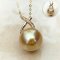 12.03 mm, Gold South Sea Pearl, X - Diamond Pearl Peandant