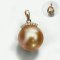 13.0 mm, Gold South Sea Pearl, Diamond Bar Cup Pearl Pendant