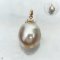 Approx. 13.0 mm, Gold South Sea Pearl, Diamond Bar Cap Pearl Drop Pendant