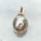 Approx. 13.0 mm, Gold South Sea Pearl, Diamond Bar Cap Pearl Drop Pendant