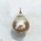 Approx. 13.0 mm, Gold South Sea Pearl, Diamond Bar Cap Pearl Drop Pendant