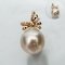 10.97 x 11.89 mm, Gold South Sea Pearl, Diamond Mini Vintage Bow Dangle Pearl Pendant