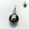 10.96 mm, Tahitian Pearl, Diamond Head, Pearl Drop with Bail Pendant