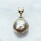 Approx. 13.0 -14.0 mm, Gold South Sea Pearl, V - Solitaire Diamond Dangle Pearl Pendant