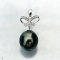 Approx. 10.0 mm, Tahitian Pearl, Diamond Mini Vintage Bow Dangle Pearl Pendant