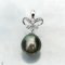 Approx. 10.0 mm, Tahitian Pearl, Diamond Mini Vintage Bow Dangle Pearl Pendant