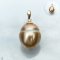 Approx. 13.0 mm, Gold South Sea Pearl, Pearl Drop Pendant, Pleated Cup with Bail