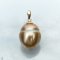 Approx. 13.0 mm, Gold South Sea Pearl, Pearl Drop Pendant, Pleated Cup with Bail