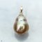 Approx. 13.0 mm, Gold South Sea Pearl, Pearl Drop Pendant, Pleated Cup with Bail