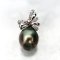 (PSL) Approx. 9.9 mm, Aurora Peacock, Diamond Bow Dangle Pearl Pendant