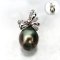 (PSL) Approx. 9.9 mm, Aurora Peacock, Diamond Bow Dangle Pearl Pendant